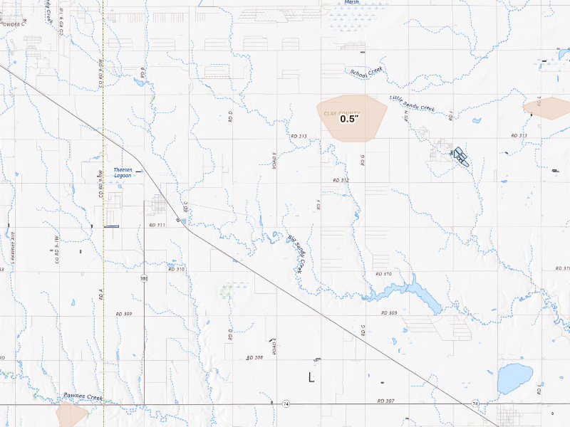 Radar-estimated hail-size map of the storm over Glenvil, NE