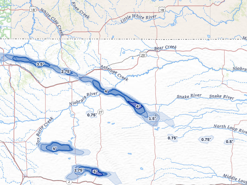 NEXRAD radar-signature map of the hail storm over Gordon, NE on Aug 12, 2026
