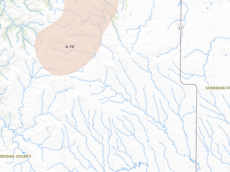 Radar-estimated hail-size map of the storm over Gordon, NE