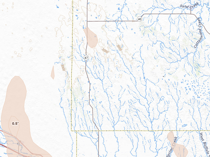Radar-estimated hail-size map of the storm over Gothenburg, NE on May 30, 2026