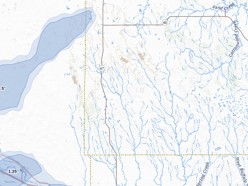 NEXRAD radar-signature map of the hail storm over Gothenburg, NE on Jul 8, 2026