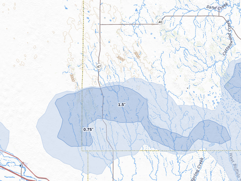 NEXRAD radar-signature map of the hail storm over Gothenburg, NE on Jul 28, 2026