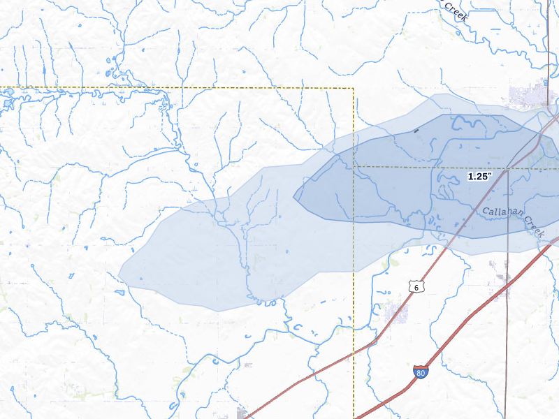 NEXRAD radar-signature map of the hail storm over Greenwood, NE on Apr 9, 2026