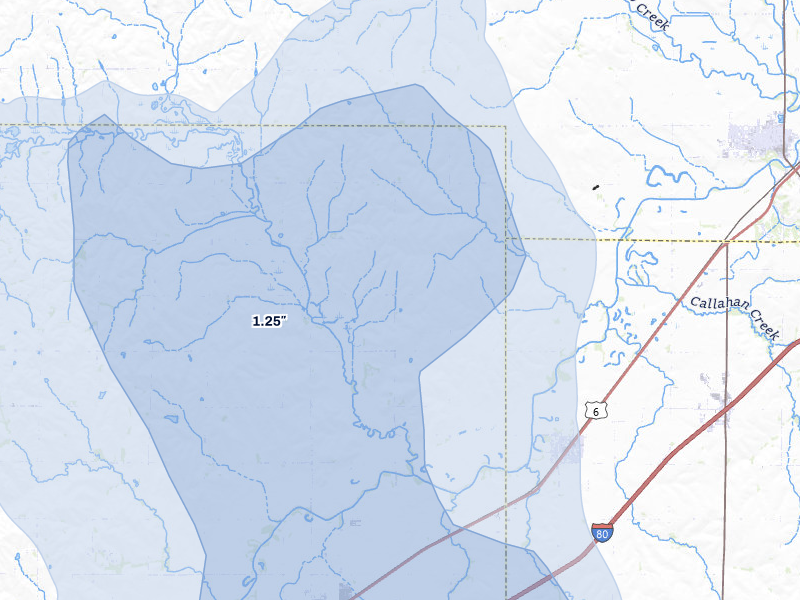 NEXRAD radar-signature map of the hail storm over Greenwood, NE on Jun 1, 2026