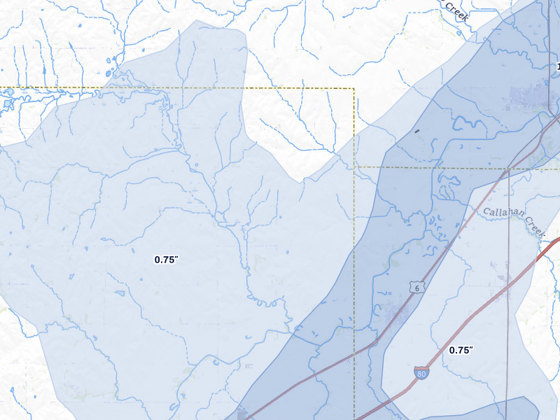 NEXRAD radar-signature map of the hail storm over Greenwood, NE on Jun 5, 2026