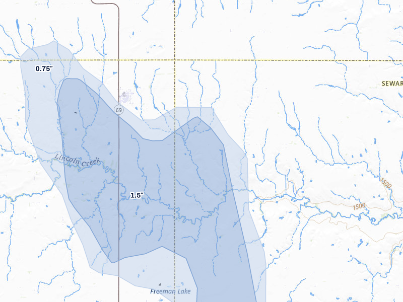 NEXRAD radar-signature map of the hail storm over Gresham, NE on May 30, 2026