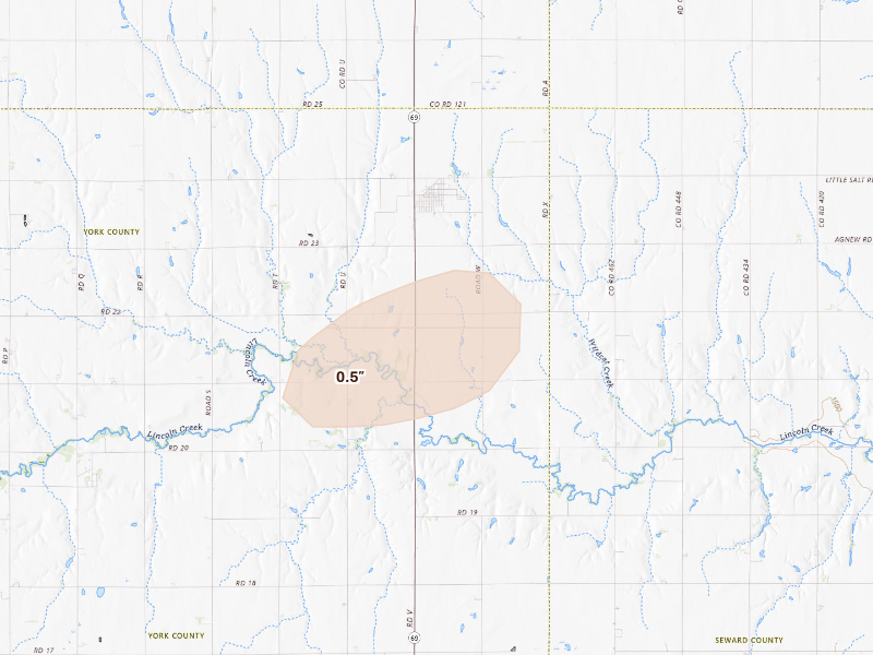 Radar-estimated hail-size map of the storm over Gresham, NE