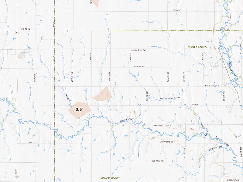 Radar-estimated hail-size map of the storm over Gresham, NE
