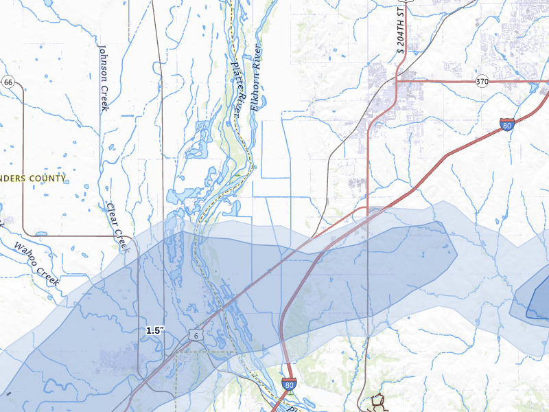 NEXRAD radar-signature map of the hail storm over Gretna, NE on Jun 5, 2026