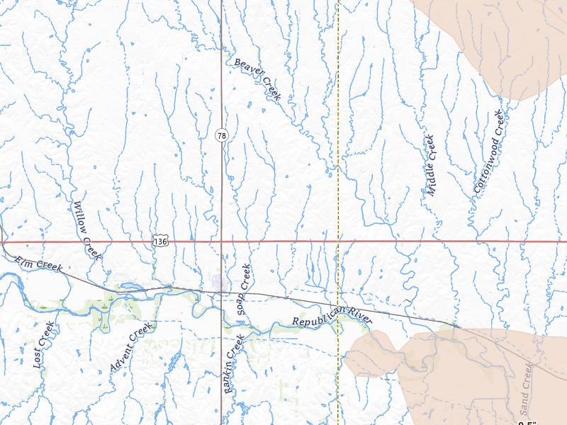 Radar-estimated hail-size map of the storm over Guide Rock, NE on May 16, 2026