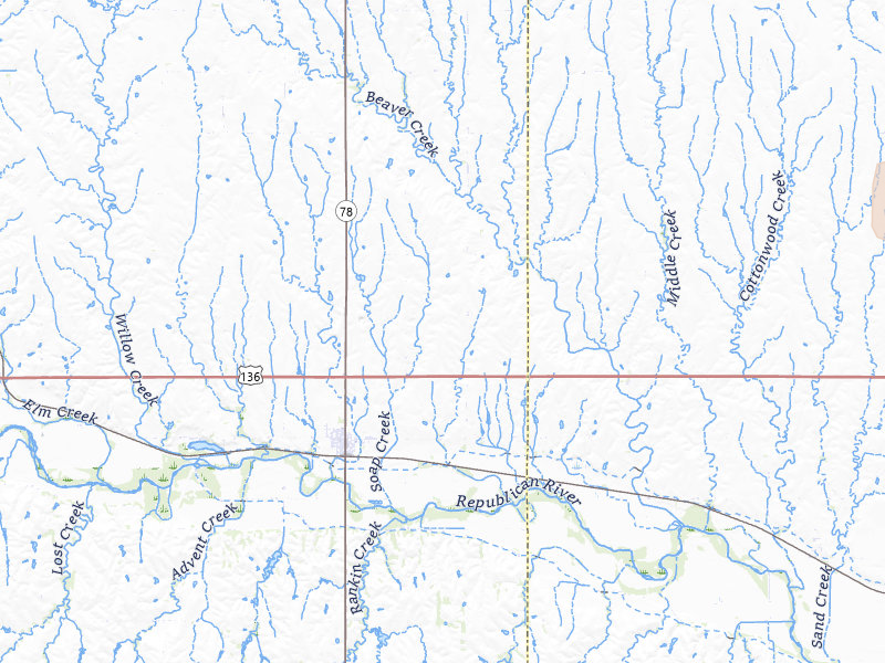 Radar-estimated hail-size map of the storm over Guide Rock, NE on Jun 5, 2026