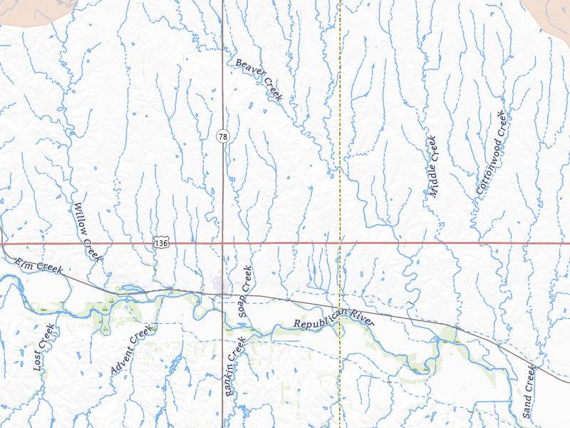 Radar-estimated hail-size map of the storm over Guide Rock, NE on Jul 8, 2026