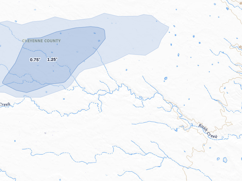 NEXRAD radar-signature map of the hail storm over Gurley, NE on Jul 21, 2026