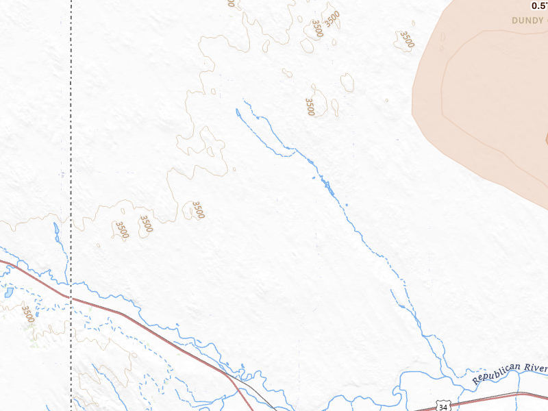 Radar-estimated hail-size map of the storm over Haigler, NE on Jul 2, 2026
