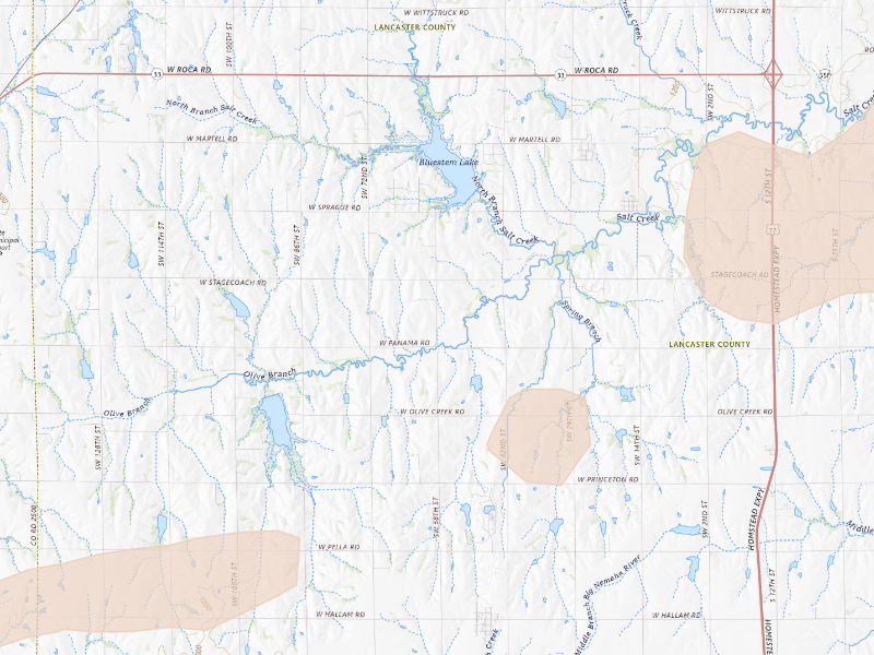 Radar-estimated hail-size map of the storm over Hallam, NE