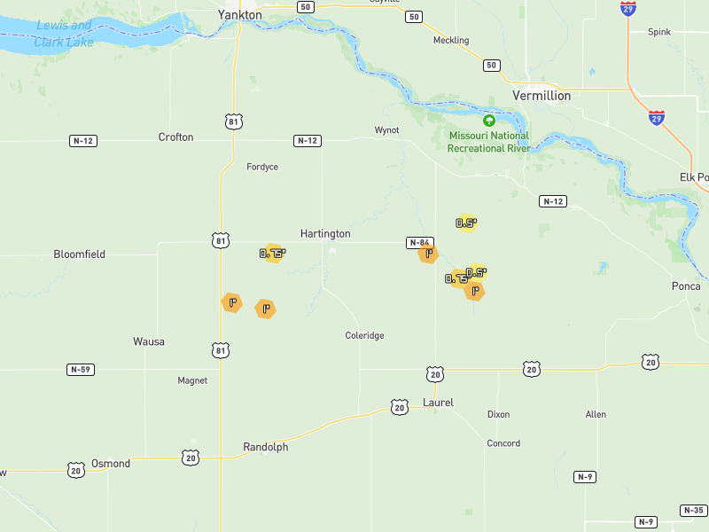 Hail map of Hartington, NE on Jul 1, 2026, hail up to 1"
