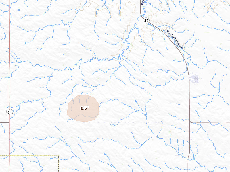 Radar-estimated hail-size map of the storm over Hartington, NE