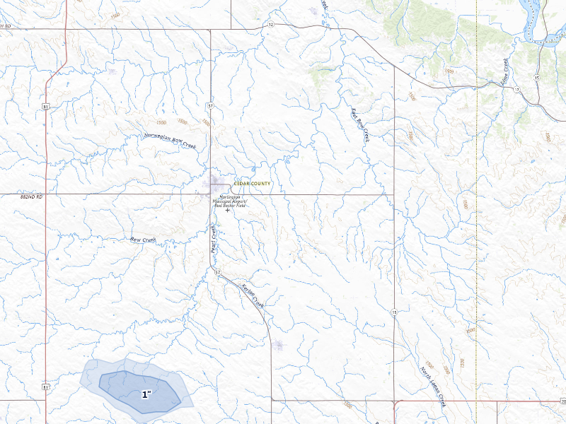 NEXRAD radar-signature map of the hail storm over Hartington, NE on Sep 6, 2026