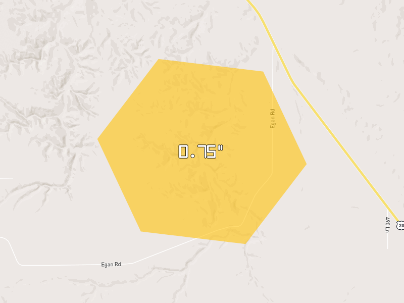 Hail map of Hay Springs, NE on Jun 27, 2026, hail up to 0.75"