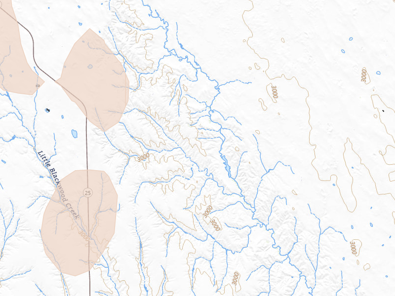 Radar-estimated hail-size map of the storm over Hayes Center, NE on May 16, 2026