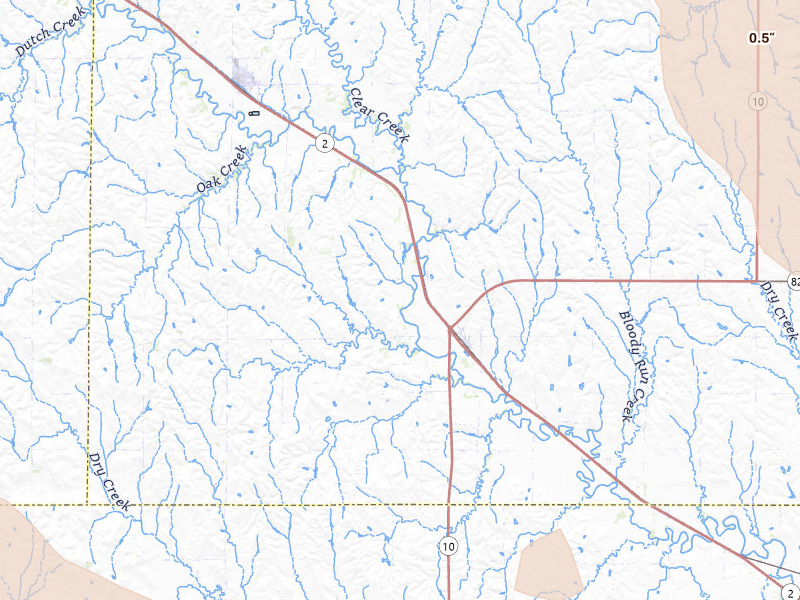 Radar-estimated hail-size map of the storm over Hazard, NE on May 16, 2026