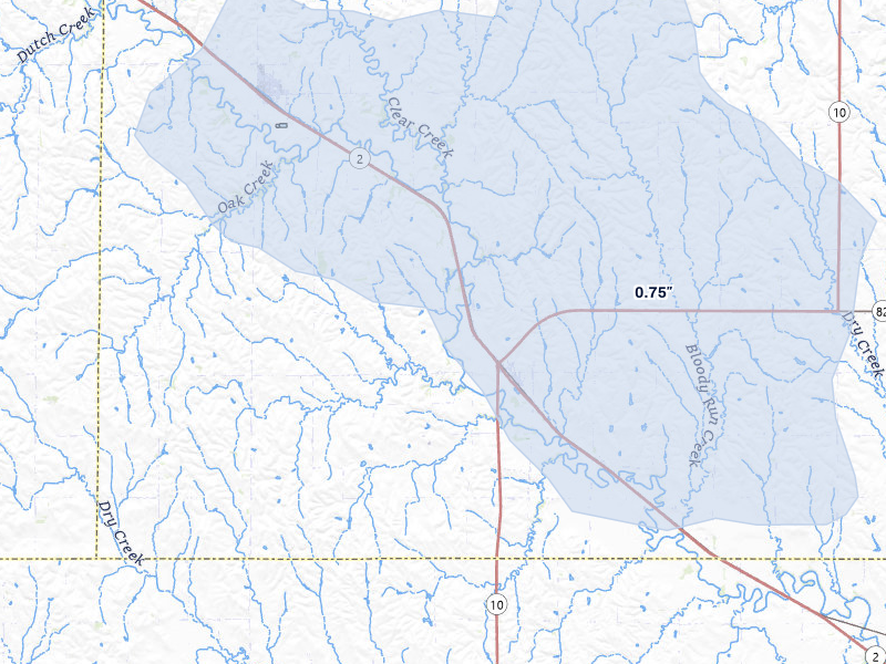 NEXRAD radar-signature map of the hail storm over Hazard, NE on Jul 30, 2026