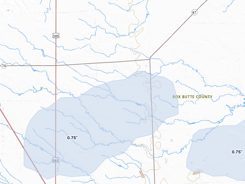 NEXRAD radar-signature map of the hail storm over Hemingford, NE on Jun 26, 2026