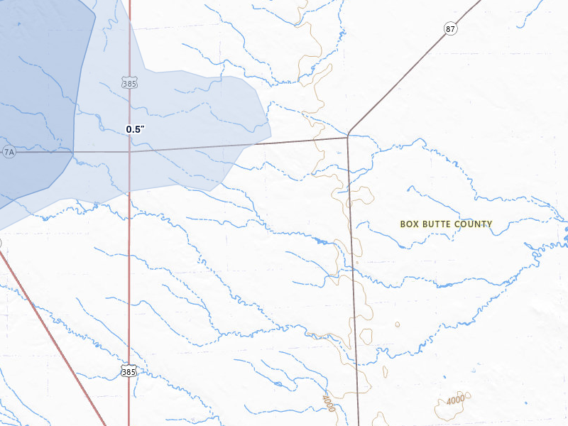 NEXRAD radar-signature map of the hail over Hemingford, NE