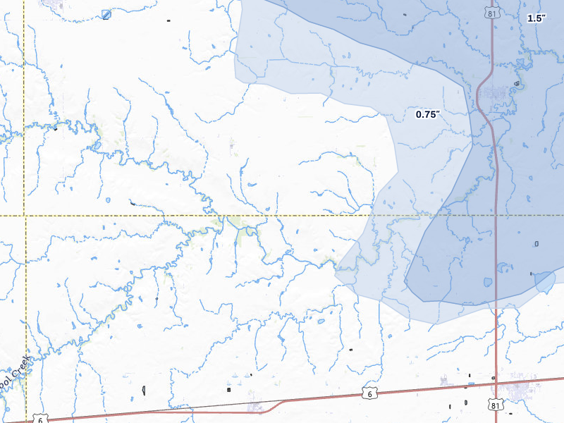 NEXRAD radar-signature map of the hail over Henderson, NE