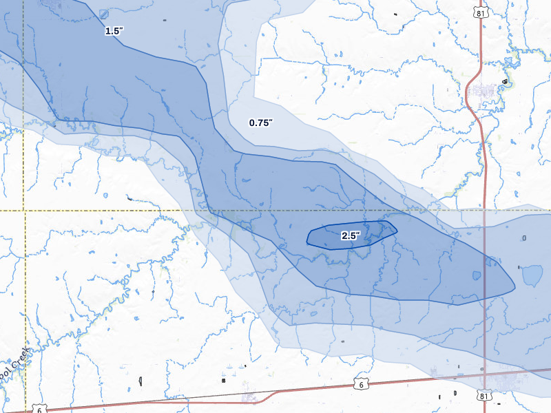 NEXRAD radar-signature map of the hail storm over Henderson, NE on May 16, 2026