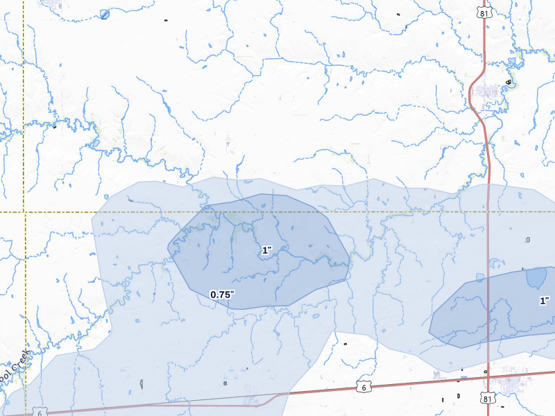NEXRAD radar-signature map of the hail storm over Henderson, NE on Jul 27, 2026