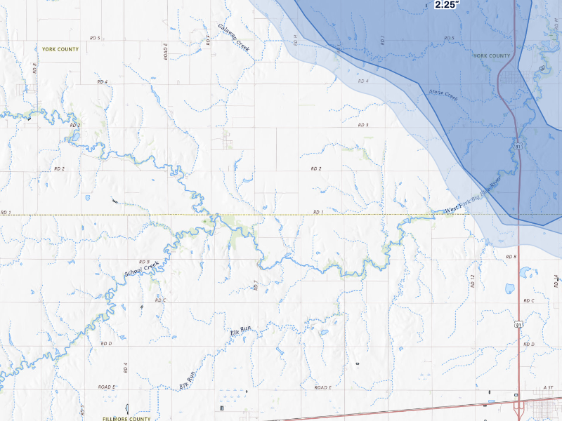 NEXRAD radar-signature map of the hail storm over Henderson, NE on Aug 19, 2026