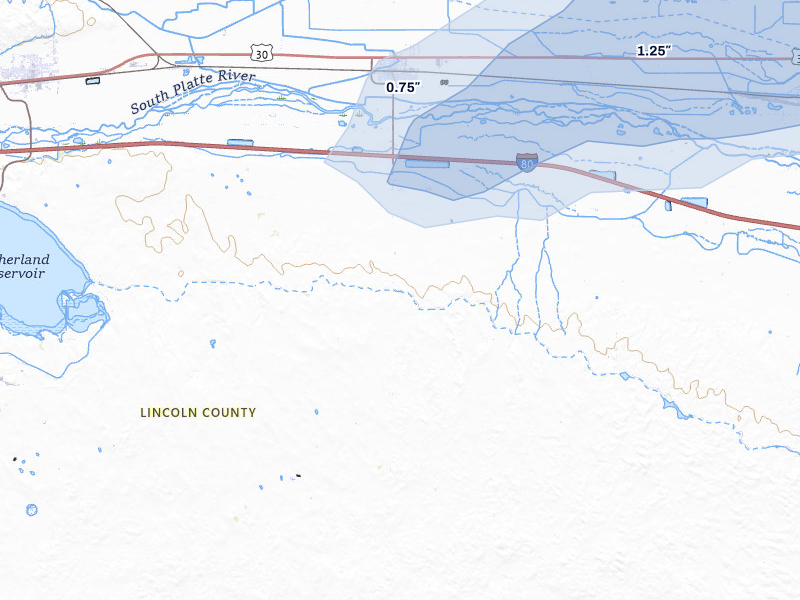 NEXRAD radar-signature map of the hail storm over Hershey, NE on Aug 4, 2026