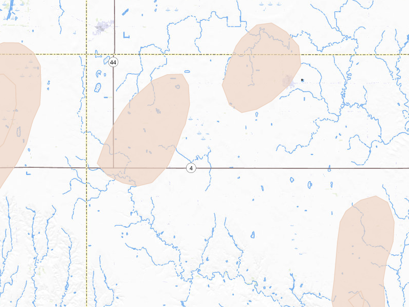 Radar-estimated hail-size map of the storm over Hildreth, NE on Jun 3, 2026