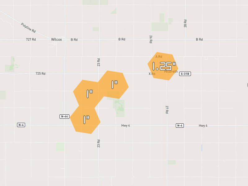 Hail map of Hildreth, NE on Jun 3, 2026, hail up to 1.25"