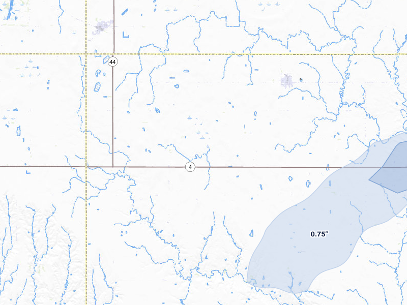 NEXRAD radar-signature map of the hail storm over Hildreth, NE on Jul 8, 2026