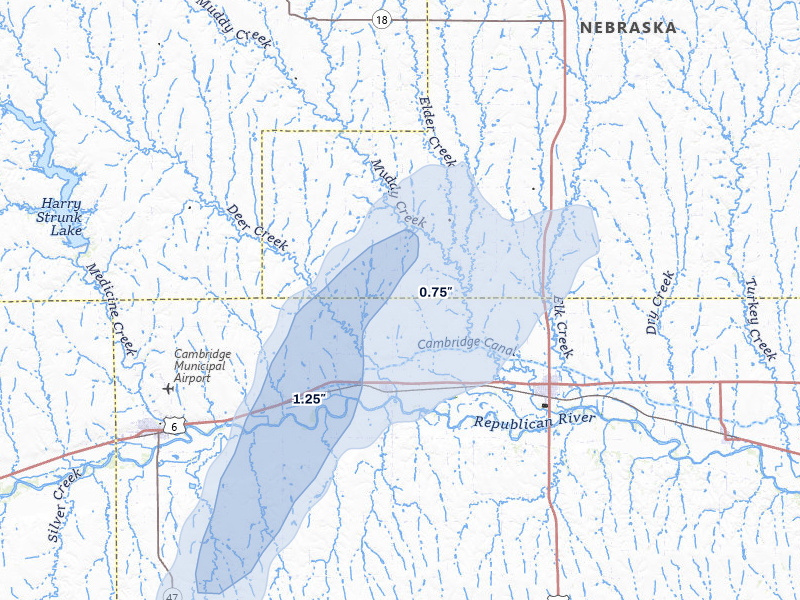 NEXRAD radar-signature map of the hail storm over Holbrook, NE on Jun 29, 2026