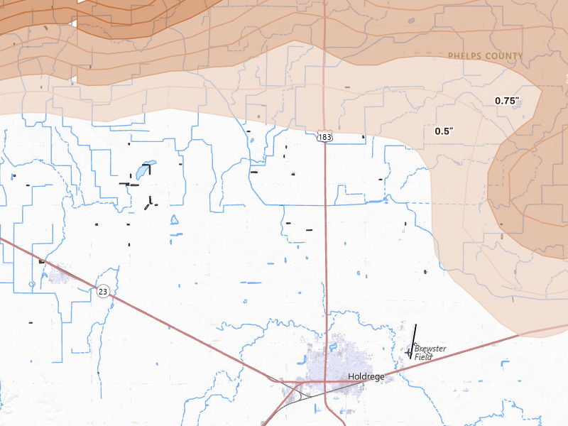 Radar-estimated hail-size map of the storm over Holdrege, NE