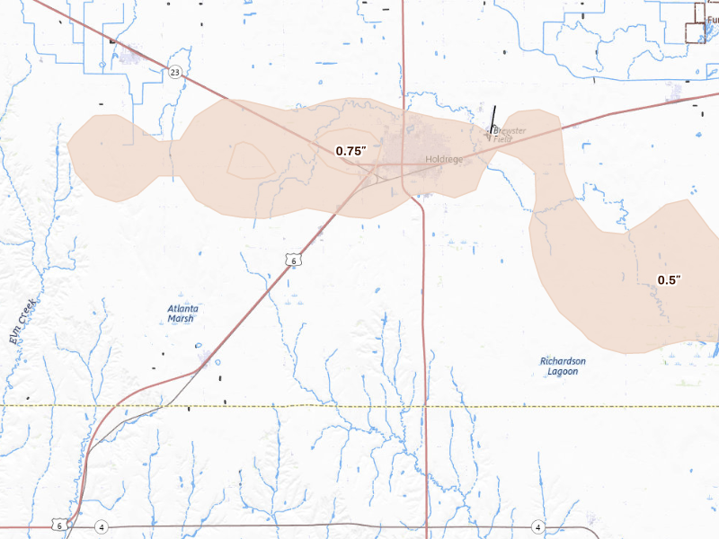 Radar-estimated hail-size map of the storm over Holdrege, NE