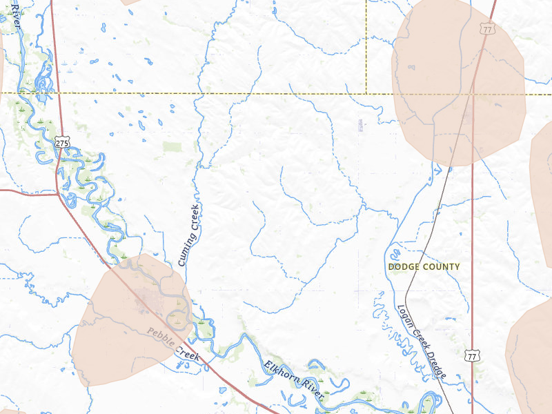 Radar-estimated hail-size map of the storm over Hooper, NE on May 17, 2026