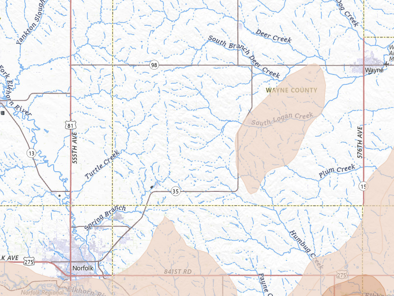 Radar-estimated hail-size map of the storm over Hoskins, NE on May 17, 2026