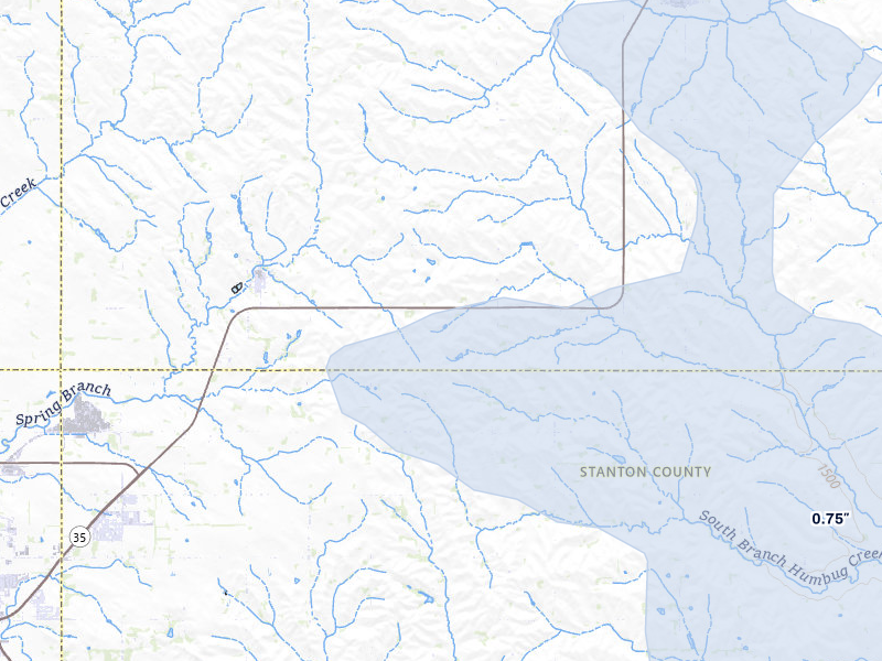 NEXRAD radar-signature map of the hail storm over Hoskins, NE on Aug 8, 2026