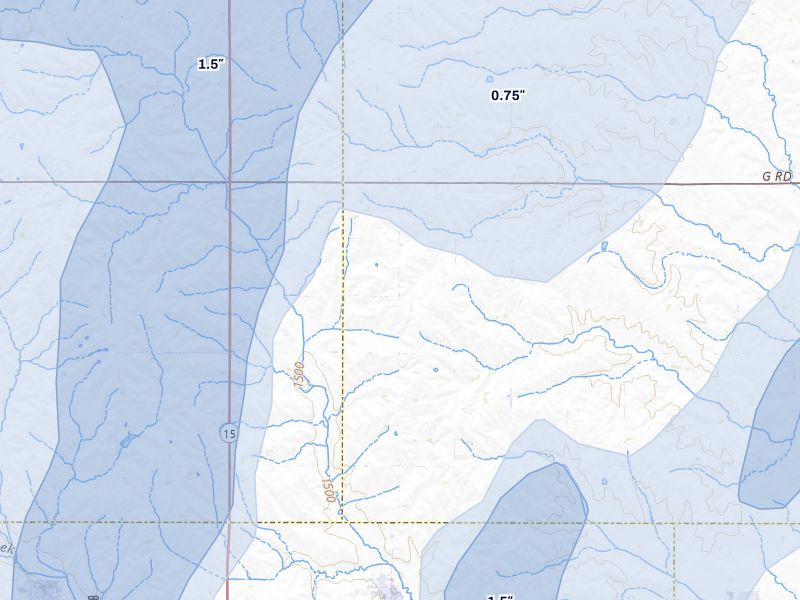 NEXRAD radar-signature map of the hail storm over Howells, NE on May 18, 2026