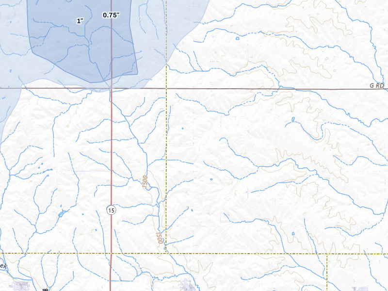 NEXRAD radar-signature map of the hail storm over Howells, NE on Jul 8, 2026
