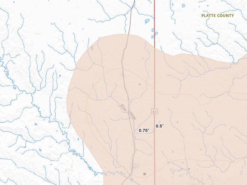 Radar-estimated hail-size map of the storm over Humphrey, NE