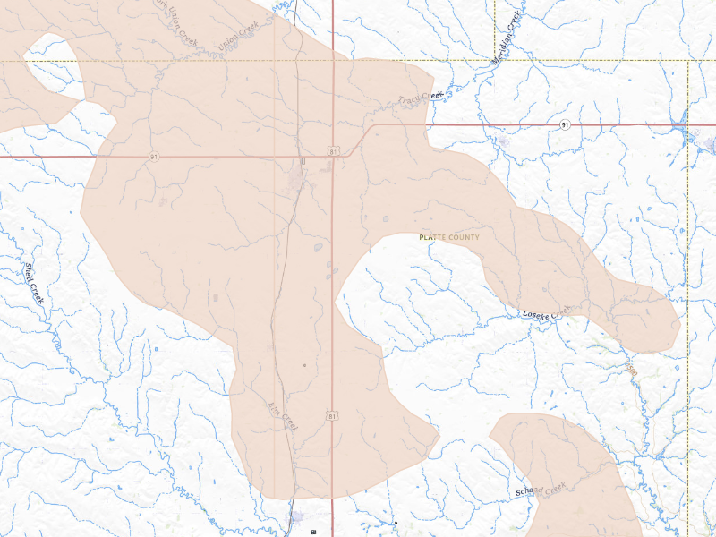 Radar-estimated hail-size map of the storm over Humphrey, NE on Sep 11, 2026