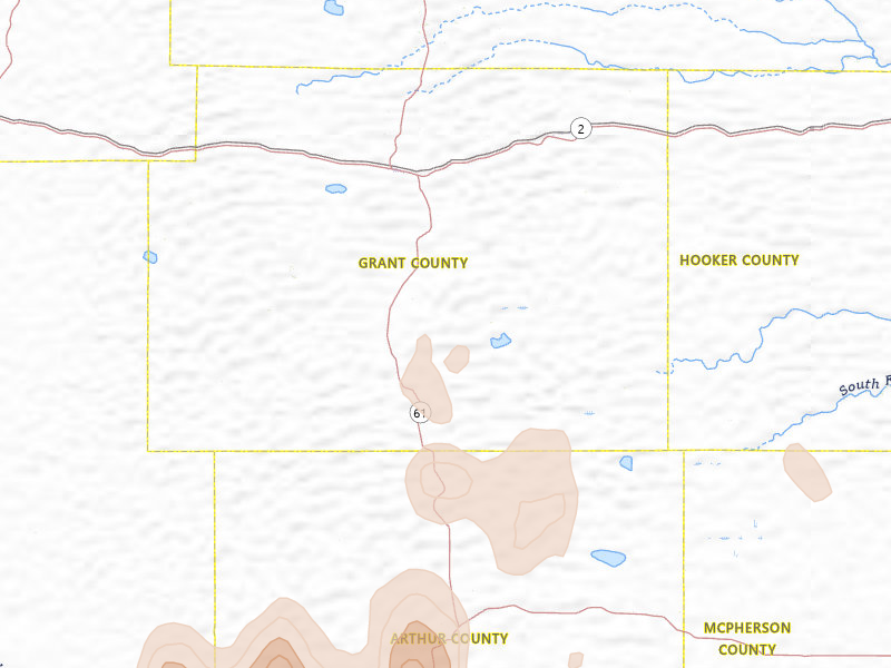 Radar-estimated hail-size map of the storm over Hyannis, NE on May 30, 2026
