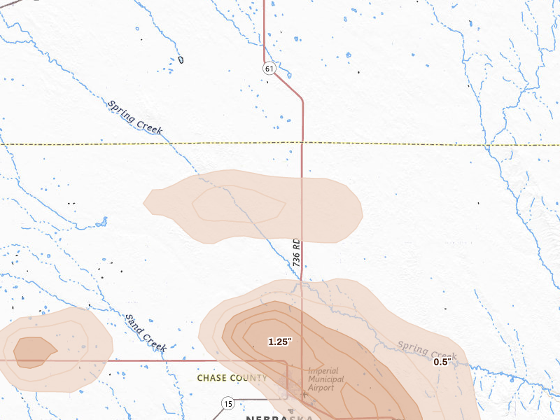 Radar-estimated hail-size map of the storm over Imperial, NE