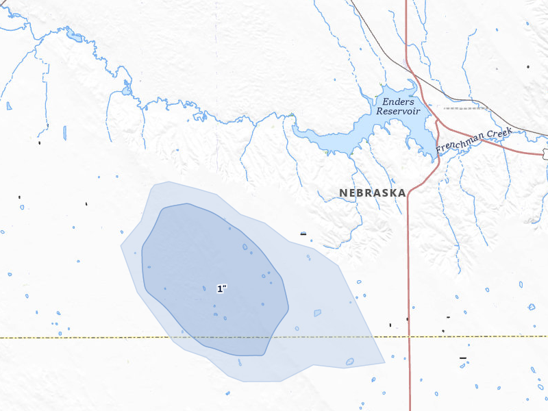 NEXRAD radar-signature map of the hail over Imperial, NE
