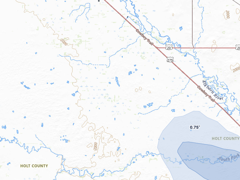 NEXRAD radar-signature map of the hail storm over Inman, NE on Aug 21, 2026